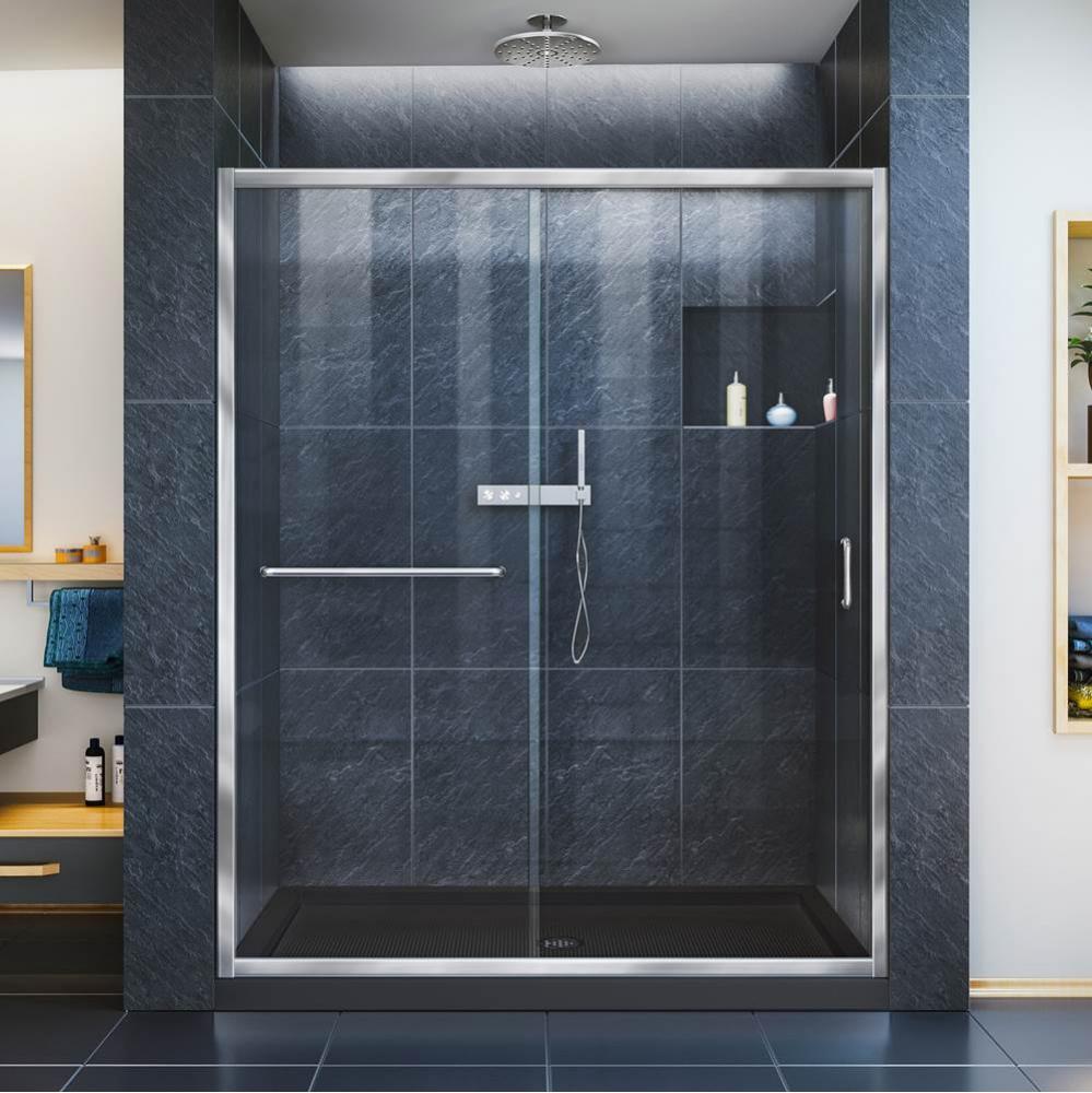 DreamLine Infinity-Z 32 in. D x 54 in. W x 74 3/4 in. H Clear Sliding Shower Door in Chrome and Ce