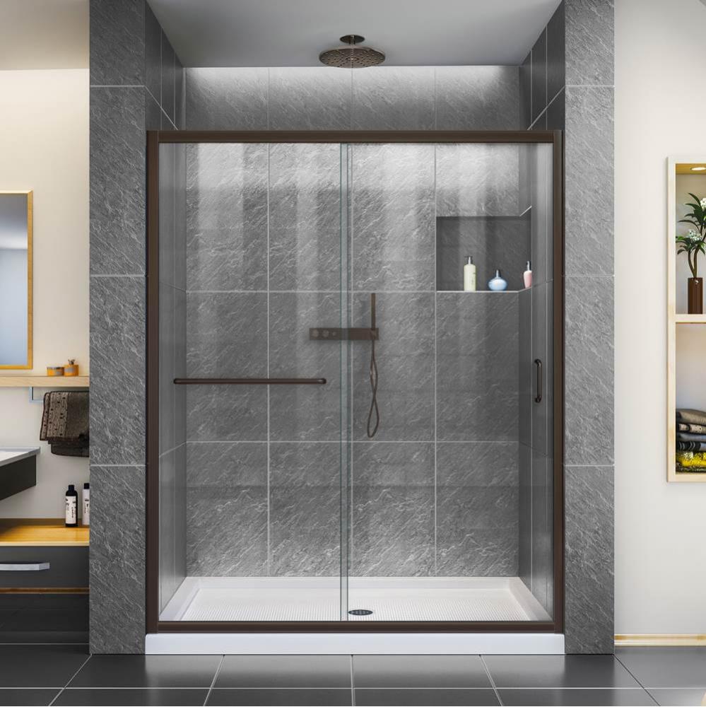 DreamLine Infinity-Z 32 in. D x 54 in. W x 74 3/4 in. H Clear Sliding Shower Door in Oil Rubbed Br