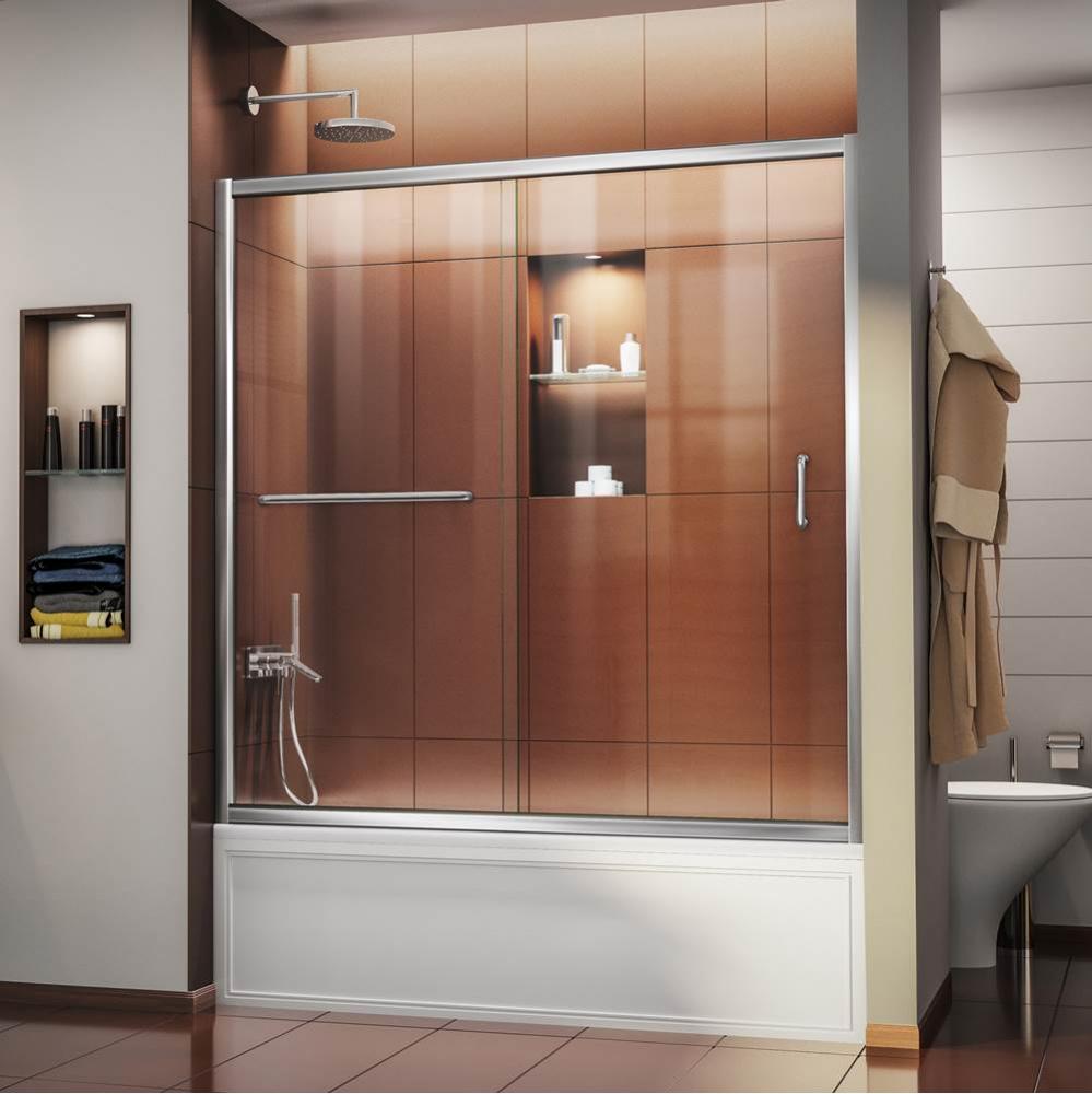 DreamLine Infinity-Z 56-60 in. W x 58 in. H Semi-Frameless Sliding Tub Door, Clear Glass in Chrome