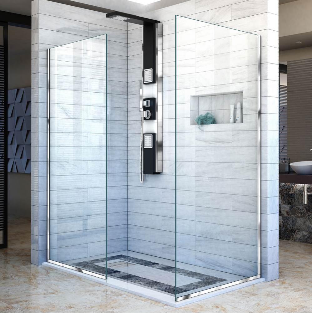 DreamLine Linea Two Individual Frameless Shower Screens 30 in. W x 72 in. H each, Open Entry Desig