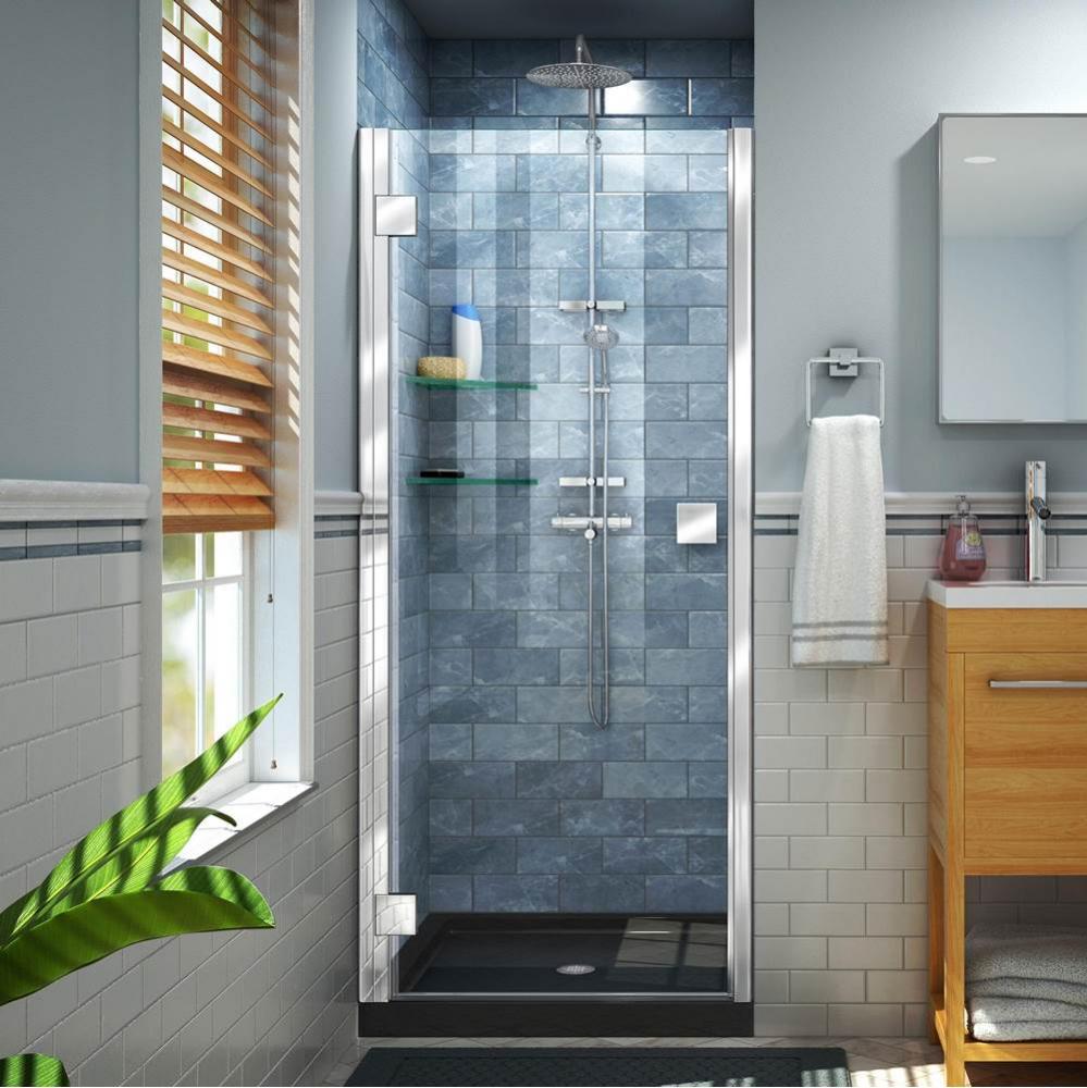 DreamLine Lumen 42 in. D x 42 in. W by 74 3/4 in. H Hinged Shower Door in Chrome with Black Acryli