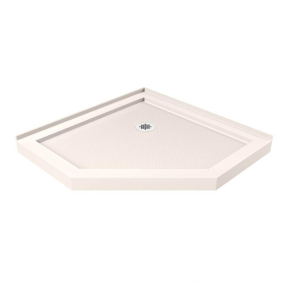 DreamLine SlimLine 42 in. D x 42 in. W x 2 3/4 in. H Corner Drain Neo-Angle Shower Base in Biscuit