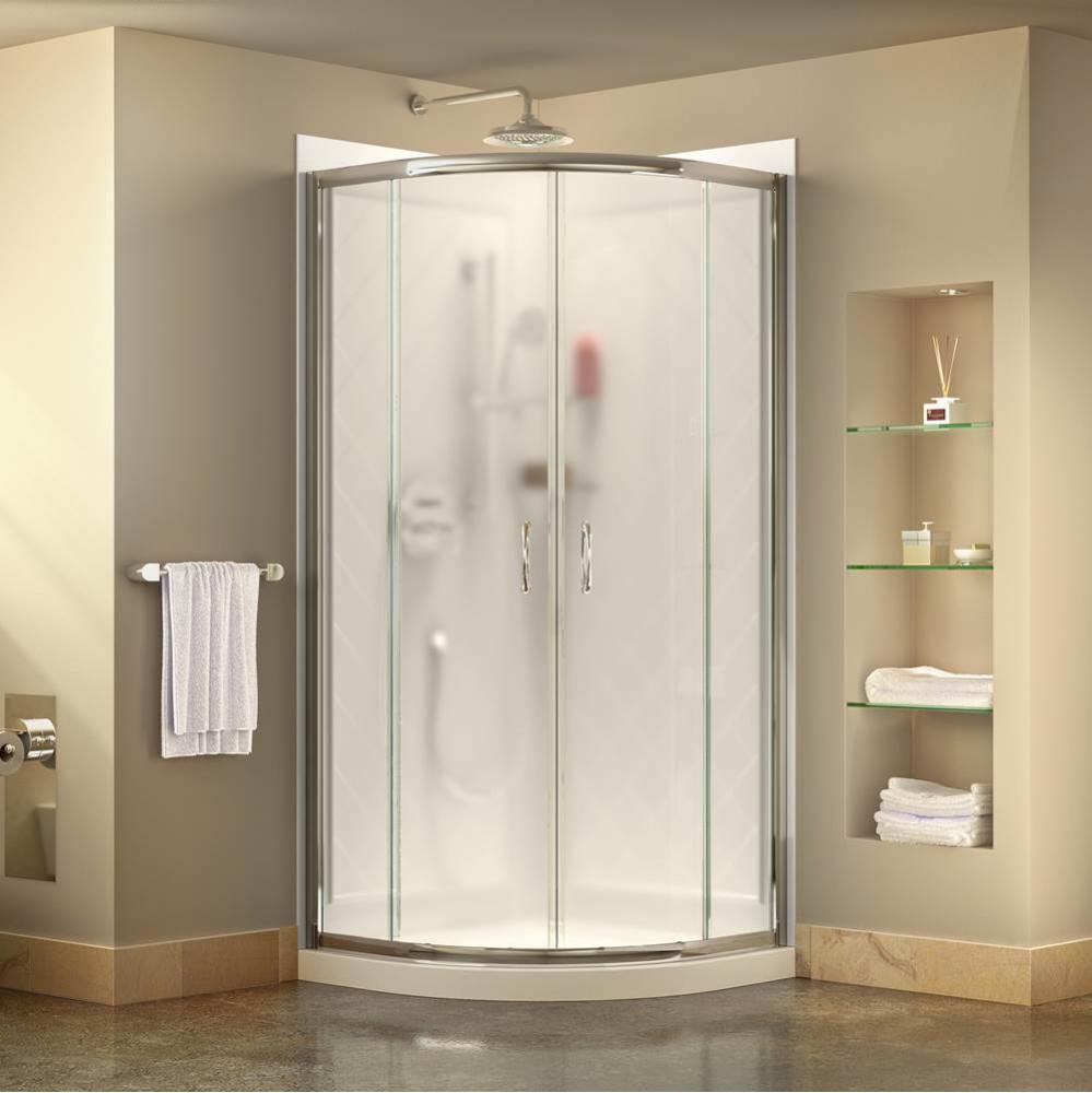 DreamLine Prime 36 in. D x 36 in. W x 76 3/4 in. H Frosted Sliding Shower Enclosure in Chrome with