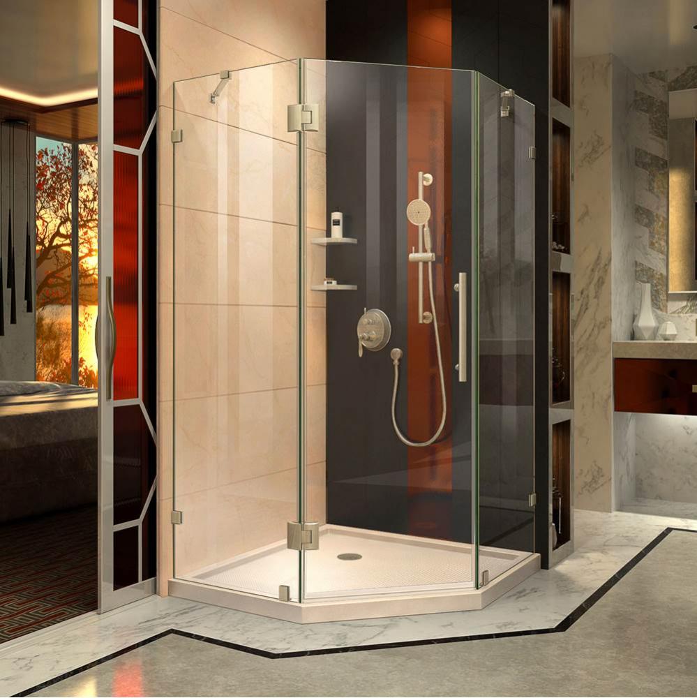 DreamLine Prism Lux 42 in. D x 42 in. W x 74 3/4 in. H Hinged Shower Enclosure in Brushed Nickel,