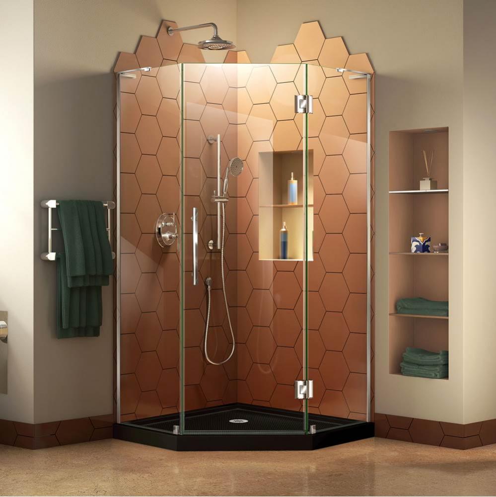 DreamLine Prism Plus 38 in. D x 38 in. W x 74 3/4 in. H Hinged Shower Enclosure in Chrome with Cor