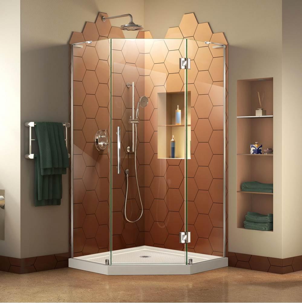 DreamLine Prism Plus 38 in. D x 38 in. W x 74 3/4 in. H Hinged Shower Enclosure in Chrome with Cor