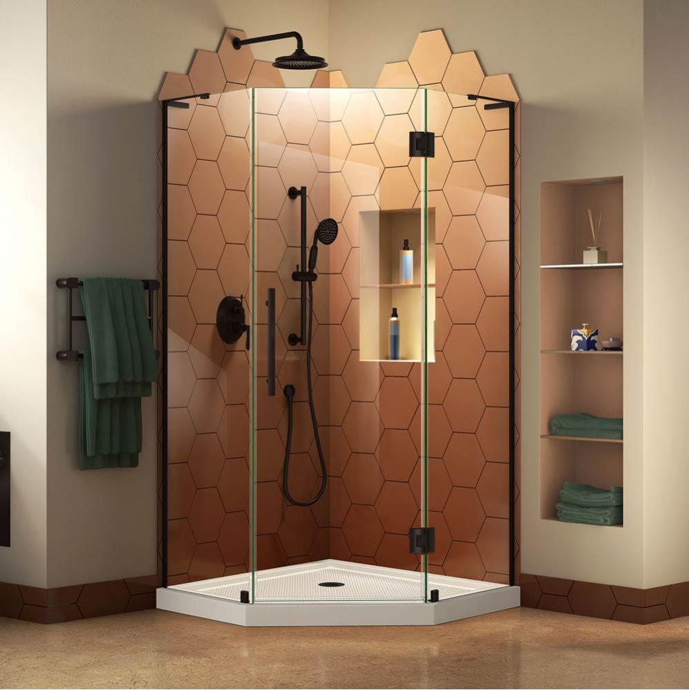 DreamLine Prism Plus 42 in. D x 42 in. W x 74 3/4 in. H Hinged Shower Enclosure in Satin Black wit