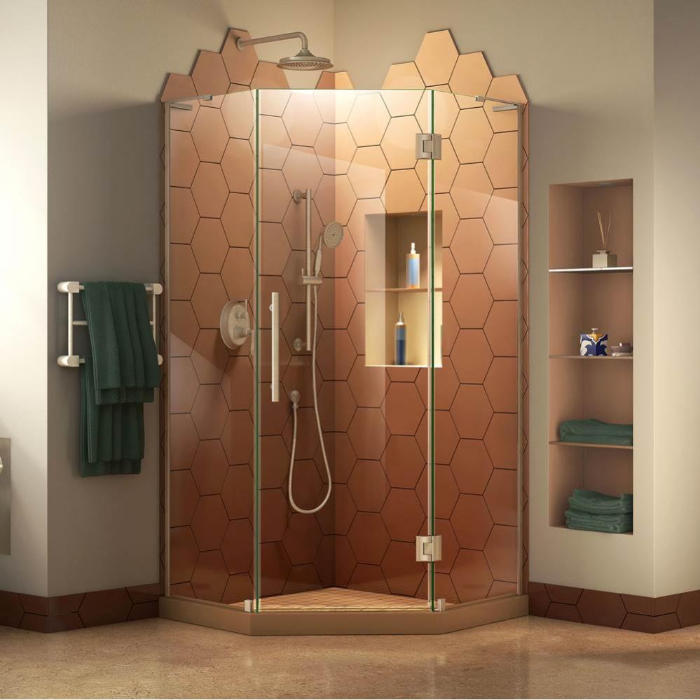 DreamLine Prism Plus 38 in. D x 38 in. W x 72 in. H Frameless Hinged Shower Enclosure in Brushed N