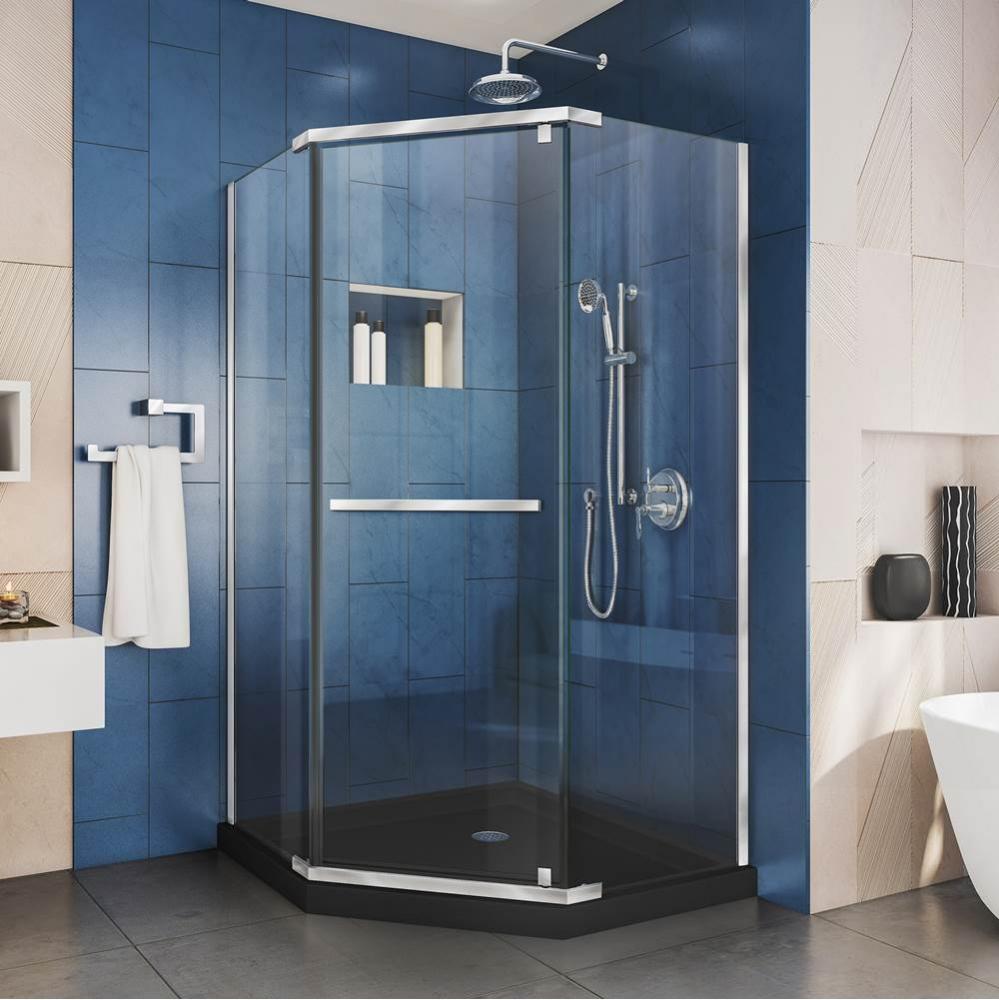 DreamLine Prism 36 in. D x 36 in. W x 74 3/4 H Frameless Pivot Shower Enclosure in Chrome and Corn
