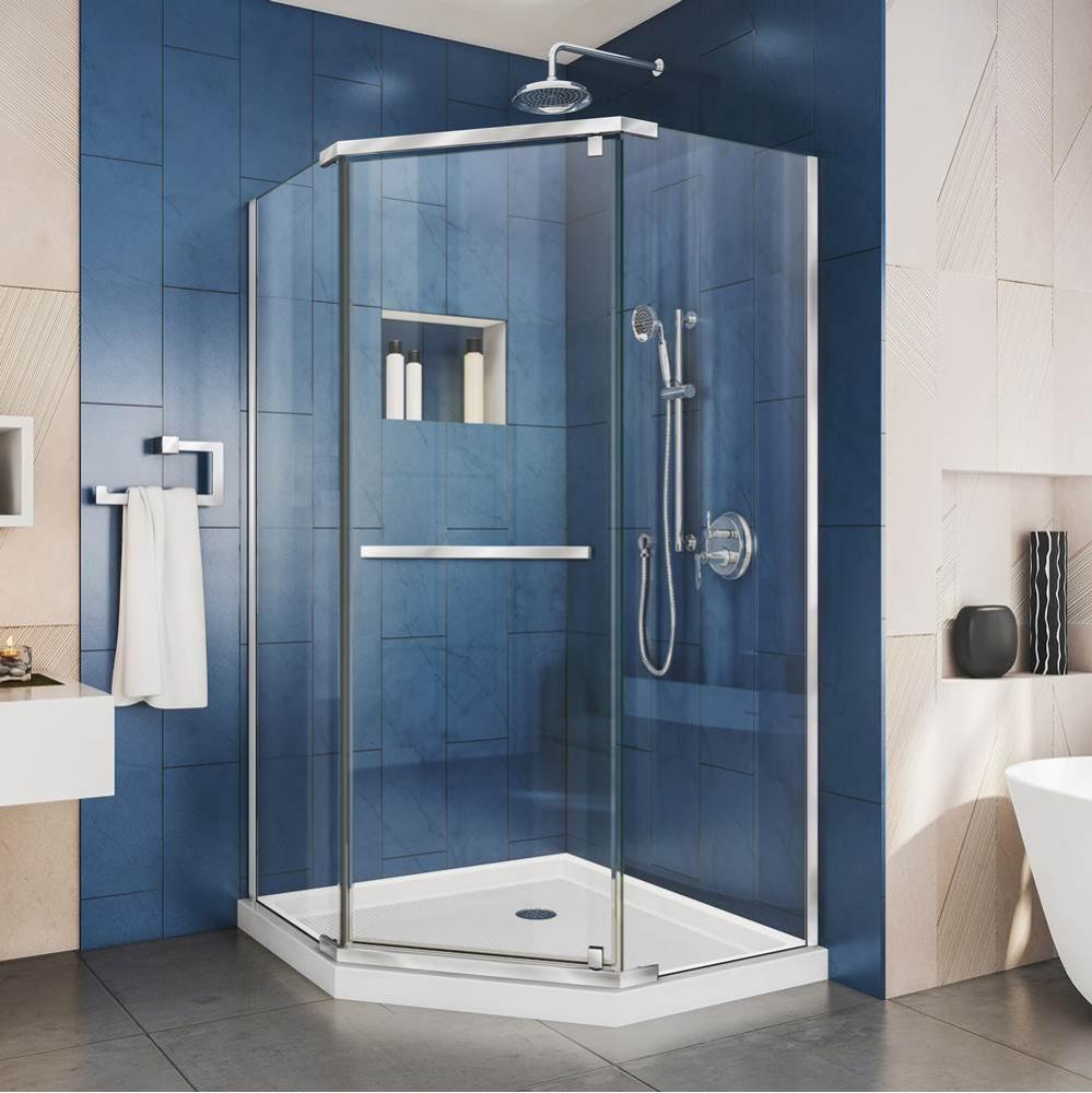 DreamLine Prism 40 in. D x 40 in. W x 74 3/4 H Frameless Pivot Shower Enclosure in Chrome and Corn