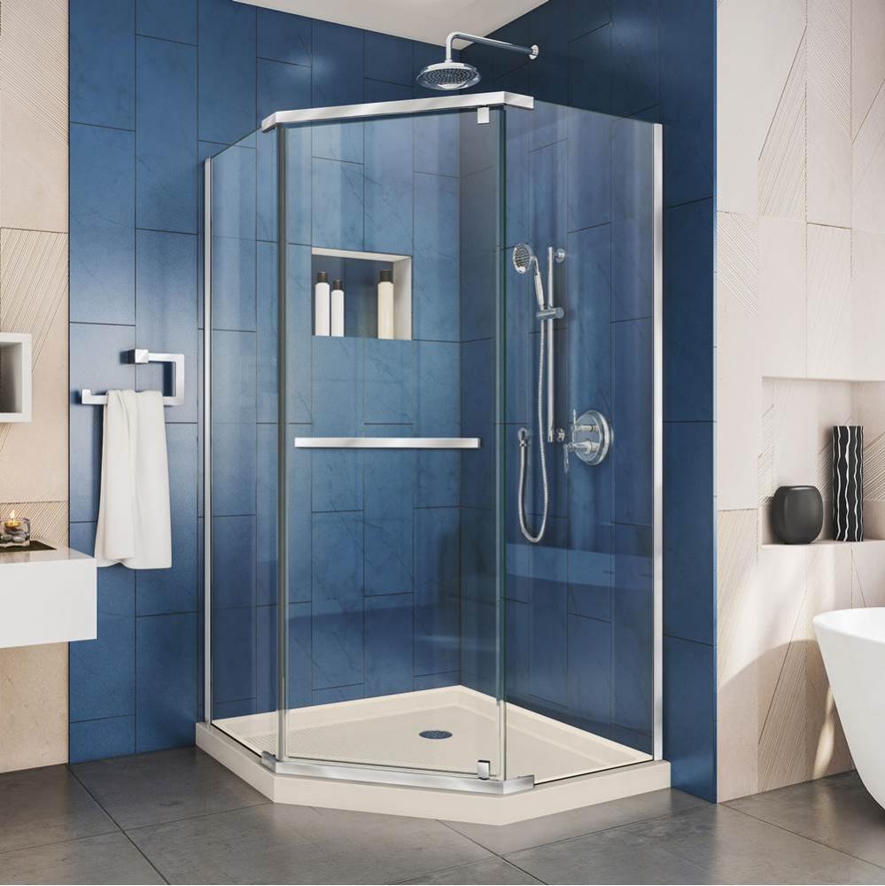 DreamLine Prism 42 in. D x 42 in. W x 74 3/4 H Frameless Pivot Shower Enclosure in Chrome and Corn
