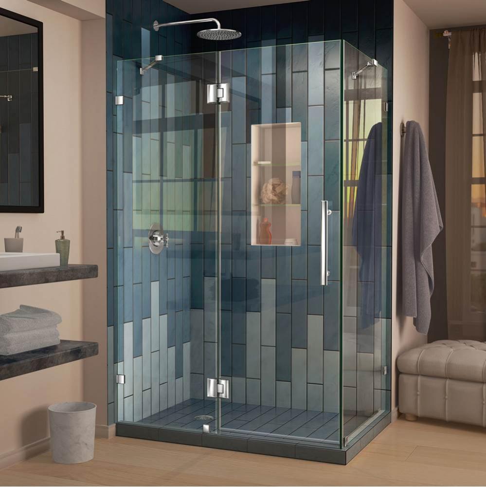 DreamLine Quatra Lux 34 1/4 in. D x 46 3/8 in. W x 72 in. H Frameless Hinged Shower Enclosure in C