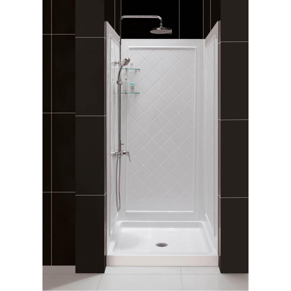 DreamLine 36 in. D x 36 in. W x 76 3/4 in. H Center Drain Acrylic Shower Base and QWALL-5 Backwall