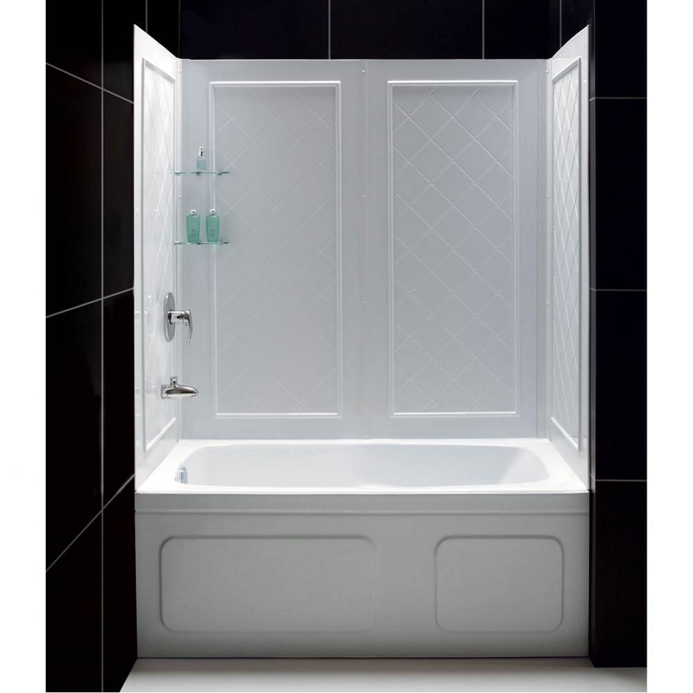 DreamLine QWALL-Tub 56-60 in. W x 28-32 in. D x 60 in. H Acrylic Backwall Kit In White