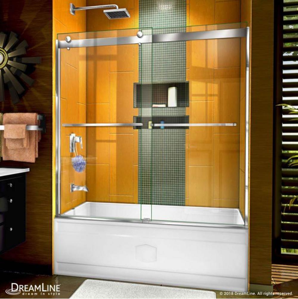 DreamLine Sapphire 56-60 in. W x 60 in. H Semi-Frameless Bypass Tub Door in Chrome