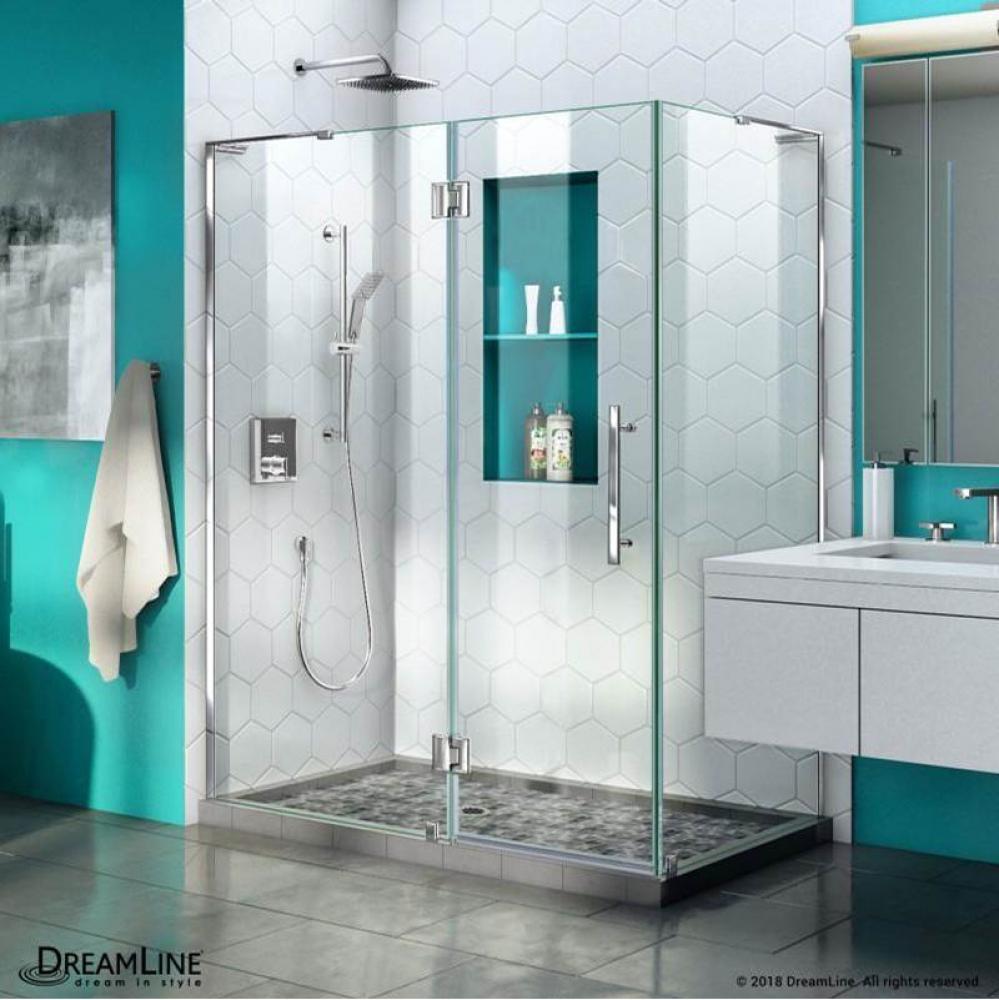 DreamLine Quatra Plus 34 in. D x 58 in. W x 72 in. H Frameless Hinged Shower Enclosure in Chrome