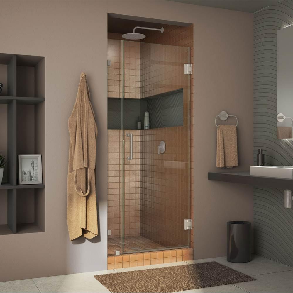 DreamLine Unidoor Lux 36 in. W x 72 in. H Fully Frameless Hinged Shower Door in Brushed Nickel