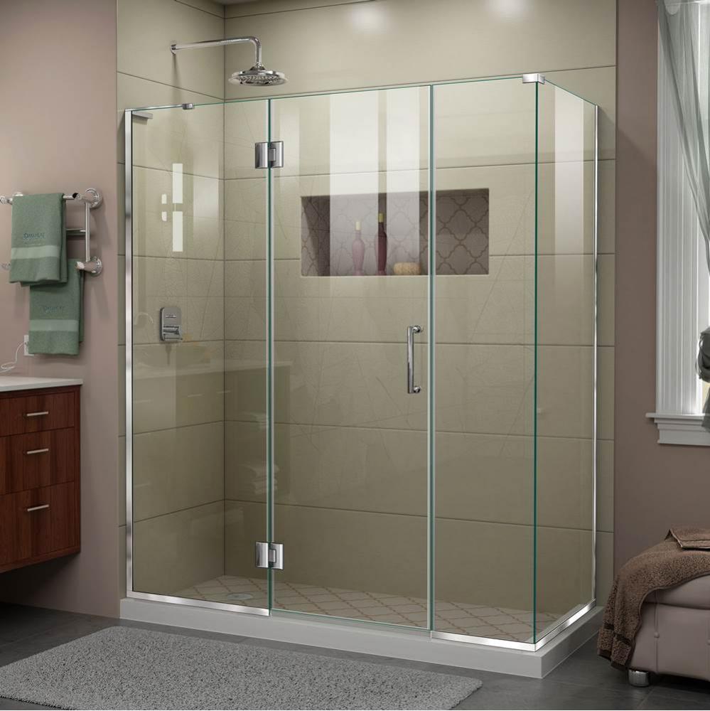 DreamLine Unidoor-X 64 1/2 in. W x 30 3/8 in. D x 72 in. H Frameless Hinged Shower Enclosure in Ch