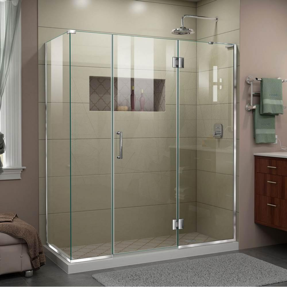 DreamLine Unidoor-X 63 1/2 in. W x 30 3/8 in. D x 72 in. H Frameless Hinged Shower Enclosure in Ch