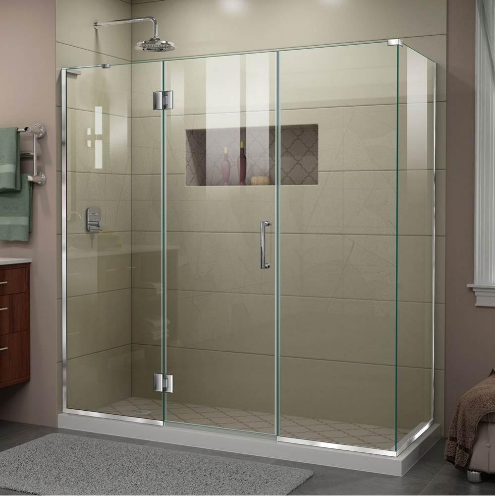 DreamLine Unidoor-X 69 1/2 in. W x 34 3/8 in. D x 72 in. H Frameless Hinged Shower Enclosure in Ch
