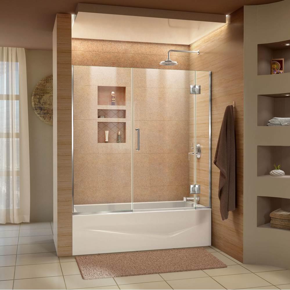 DreamLine Unidoor-X 58-58 1/2 in. W x 58 in. H Frameless Hinged Tub Door in Chrome
