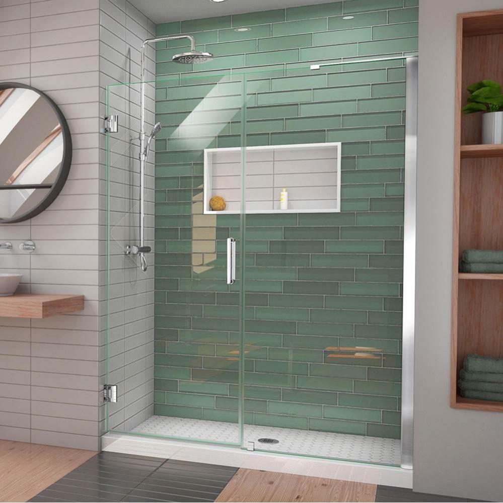 DreamLine Unidoor-LS 54-55 in. W x 72 in. H Frameless Hinged Shower Door in Chrome