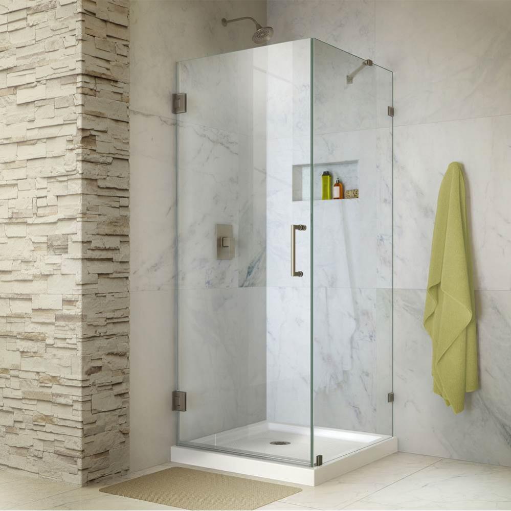 DreamLine Unidoor Lux 30 3/8 in. W x 30 in. D x 72 in. H Frameless Hinged Shower Enclosure with Su