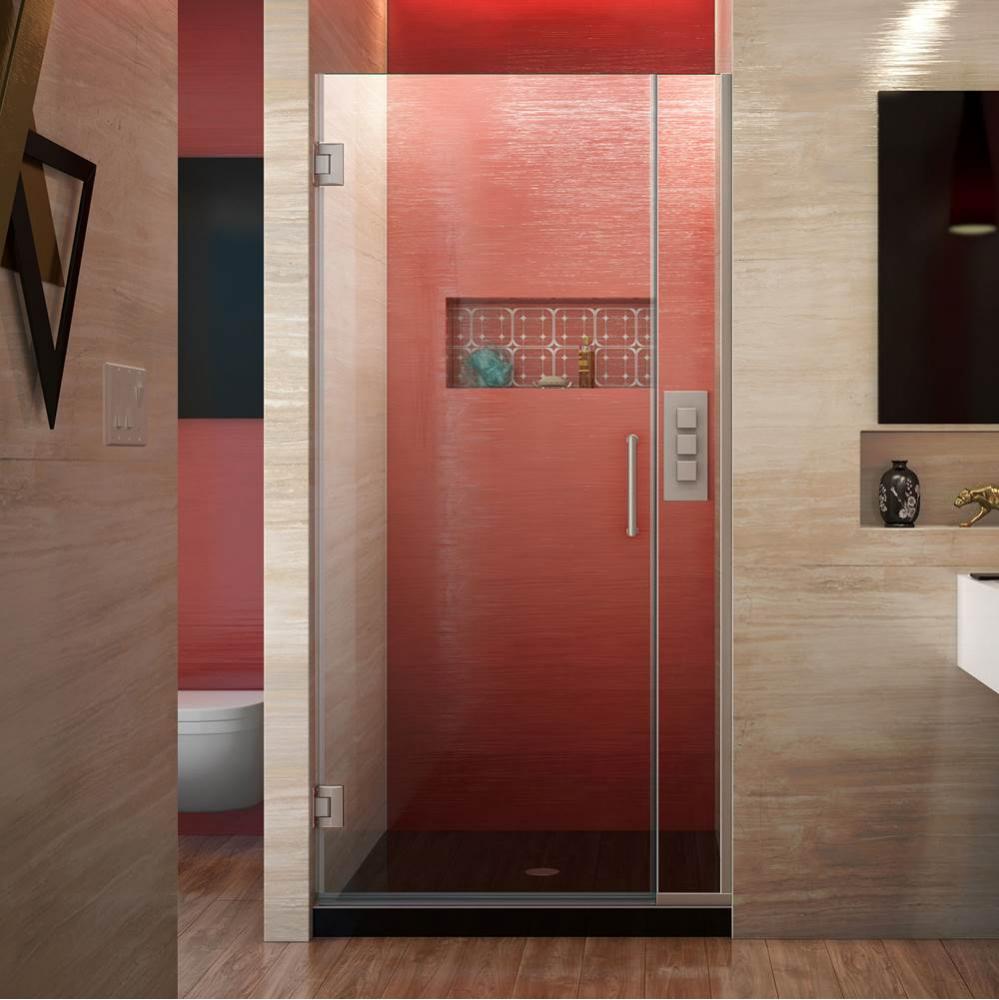 DreamLine Unidoor Plus 30-30 1/2 in. W x 72 in. H Frameless Hinged Shower Door, Clear Glass, Brush