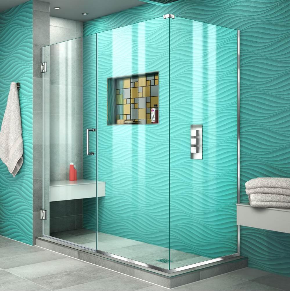 DreamLine Unidoor Plus 60 in. W x 30 3/8 in. D x 72 in. H Frameless Hinged Shower Enclosure, Clear