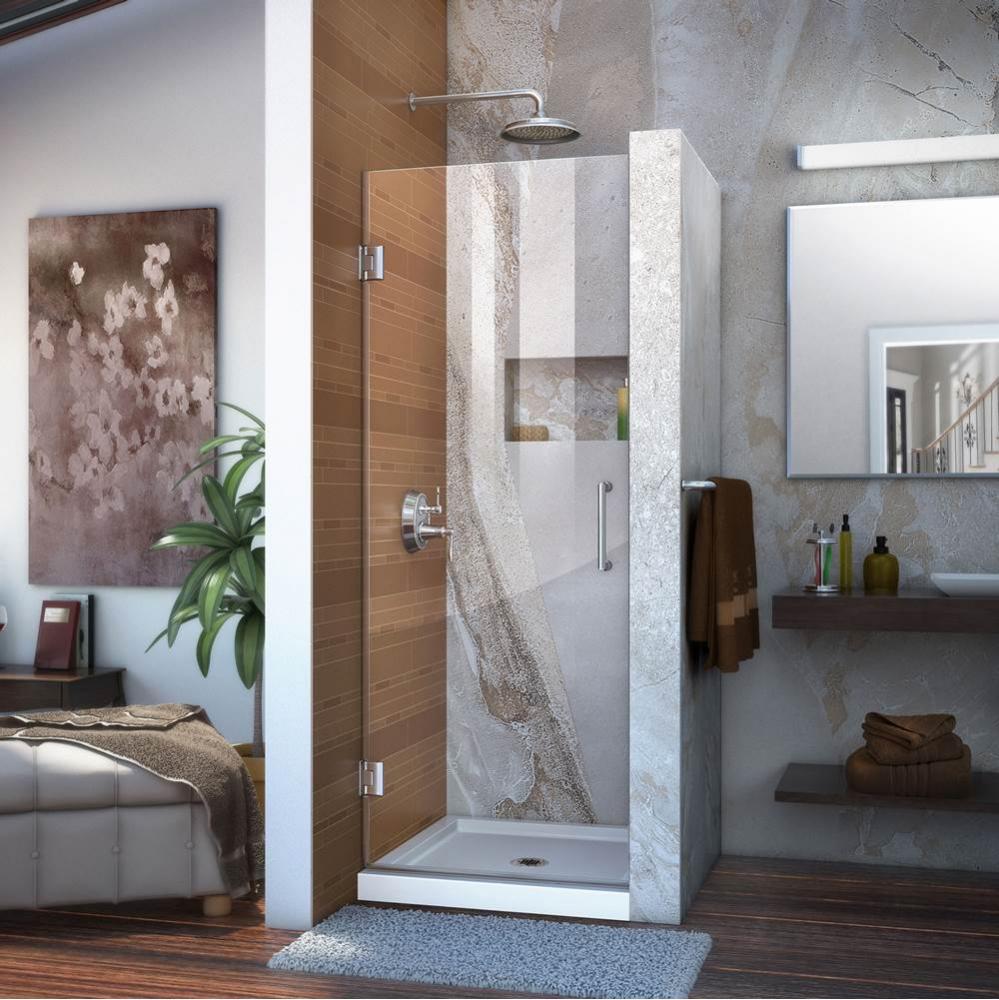 DreamLine Unidoor 29 in. W x 72 in. H Frameless Hinged Shower Door, Clear Glass, in Chrome