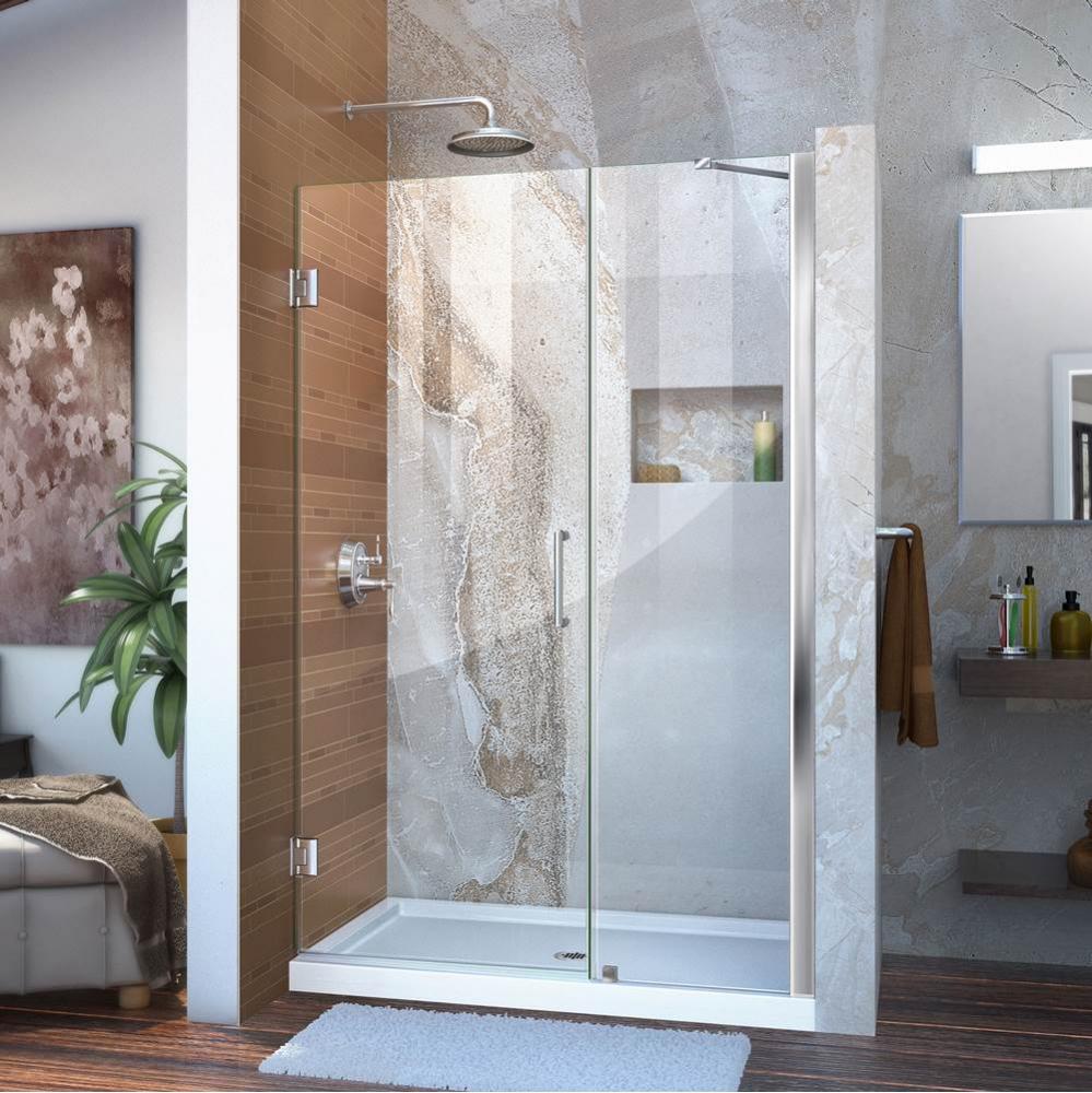 DreamLine Unidoor 44-45 in. W x 72 in. H Frameless Hinged Shower Door with Support Arm in Chrome