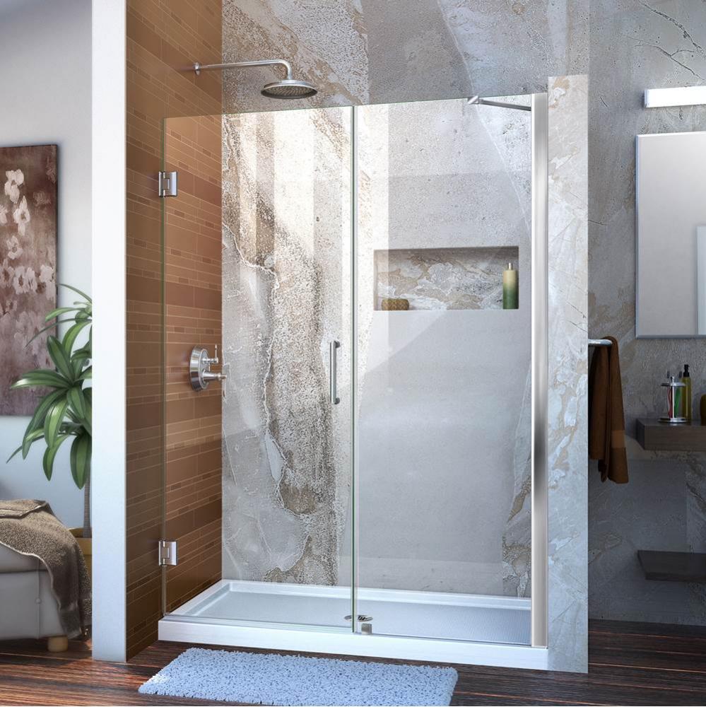 DreamLine Unidoor 47-48 in. W x 72 in. H Frameless Hinged Shower Door with Support Arm in Chrome
