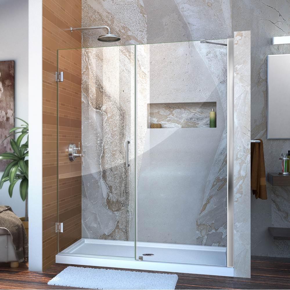 DreamLine Unidoor 57-58 in. W x 72 in. H Frameless Hinged Shower Door with Support Arm in Chrome