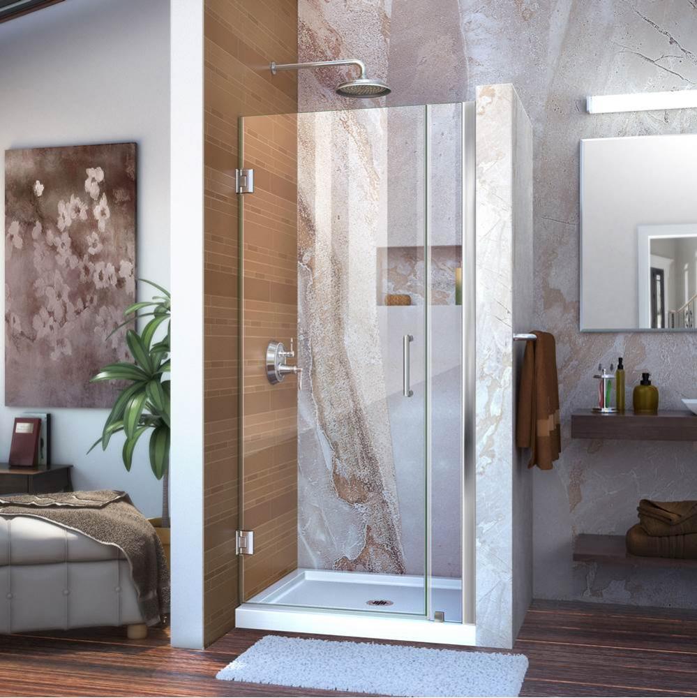 DreamLine Unidoor 31-32 in. W x 72 in. H Frameless Hinged Shower Door, Clear Glass, in Chrome