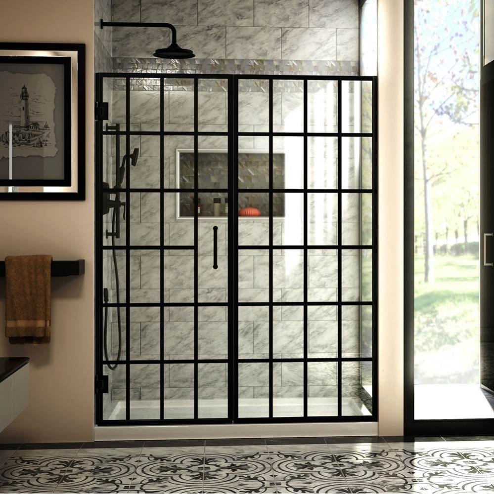 DreamLine Unidoor Toulon 58-58 1/2 in. W x 72 in. H Frameless Hinged Shower Door in Satin Black