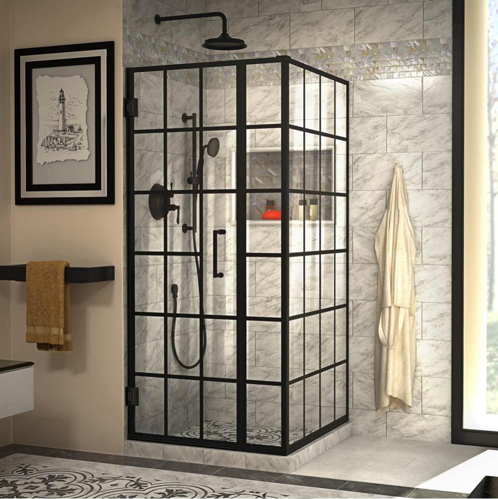 DreamLine Unidoor Toulon 34 in. D x 34 in. W x 72 in. H Frameless Hinged Shower Enclosure in Satin