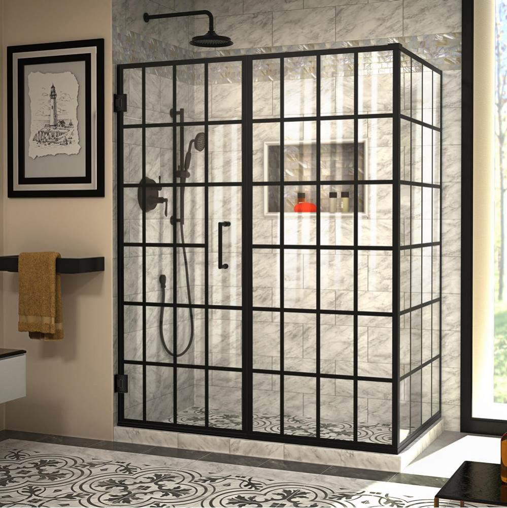 DreamLine Unidoor Toulon 34 in. D x 58 in. W x 72 in. H Frameless Hinged Shower Enclosure in Satin
