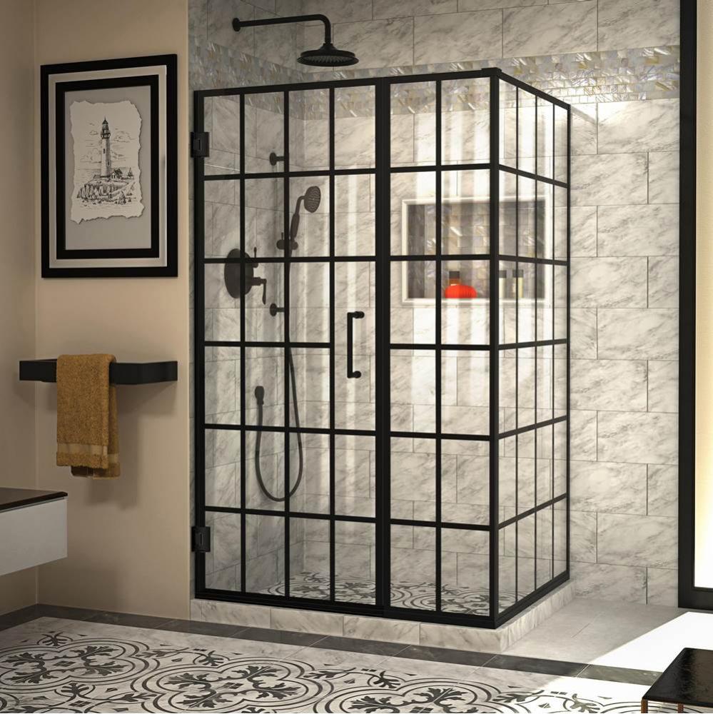 DreamLine Unidoor Toulon 34 in. D x 46 in. W x 72 in. H Frameless Hinged Shower Enclosure in Satin