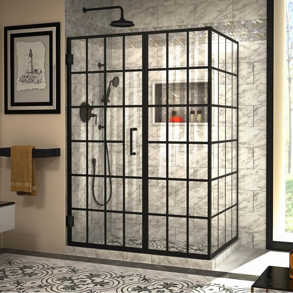 DreamLine Unidoor Toulon 34 in. D x 52 in. W x 72 in. H Frameless Hinged Shower Enclosure in Satin
