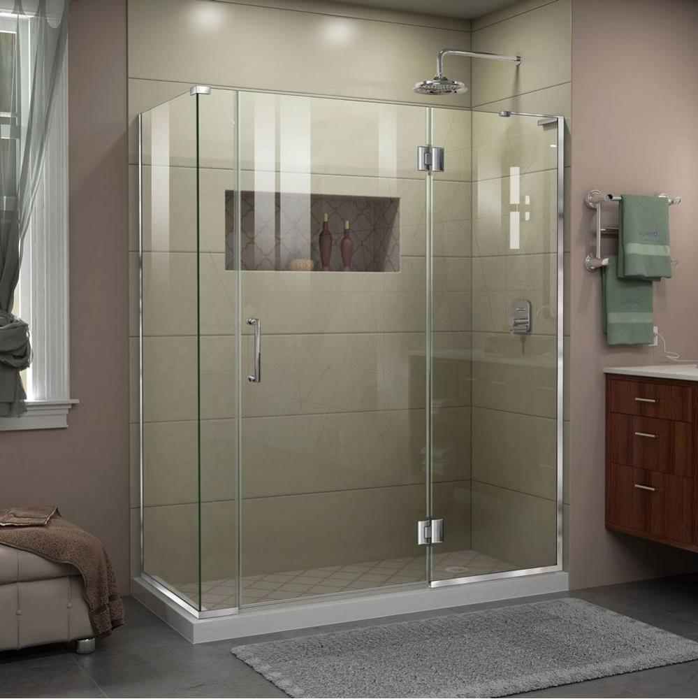 DreamLine Unidoor-X 57 in. W x 34 3/8 in. D x 72 in. H Frameless Hinged Shower Enclosure in Chrome