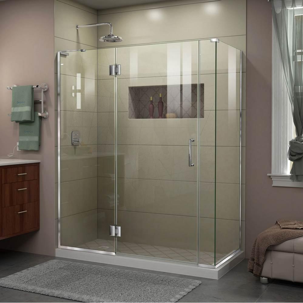 DreamLine Unidoor-X 58 1/2 in. W x 30 3/8 in. D x 72 in. H Frameless Hinged Shower Enclosure in Ch