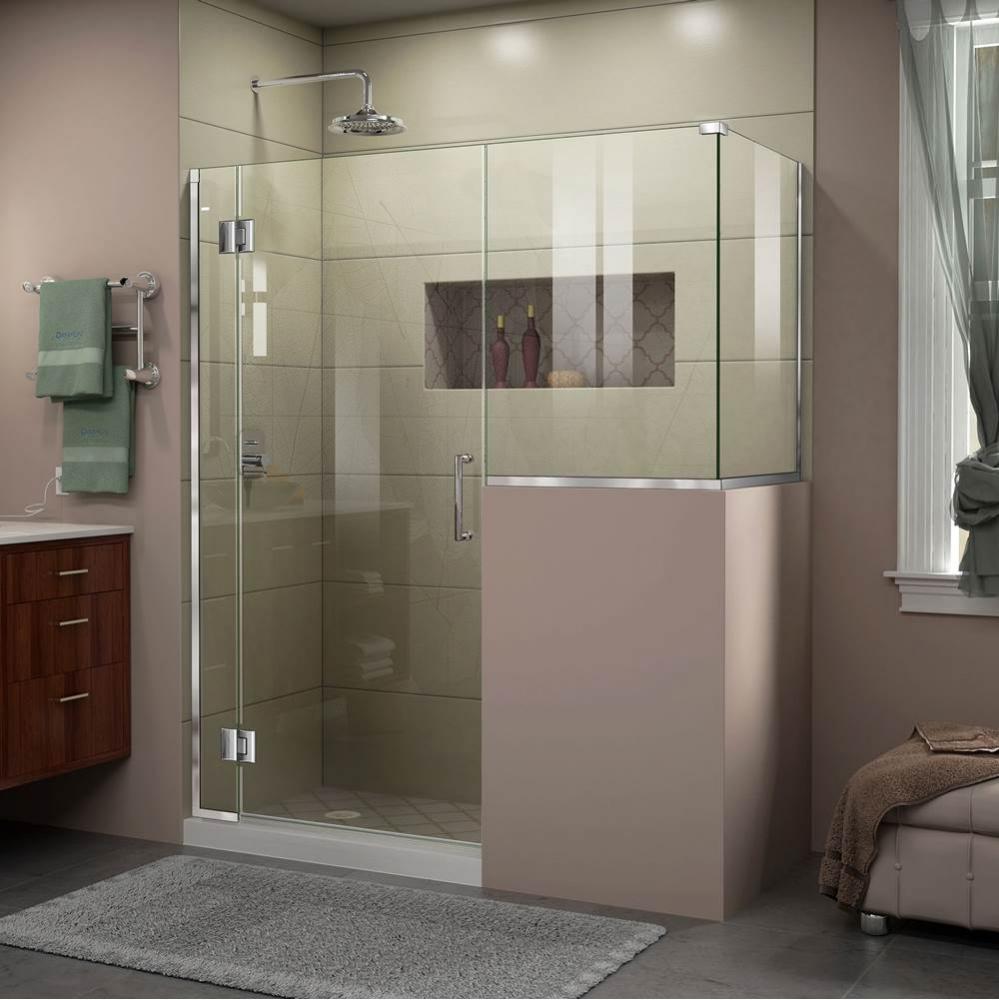 DreamLine Unidoor-X 58 in. W x 36 3/8 in. D x 72 in. H Frameless Hinged Shower Enclosure in Chrome