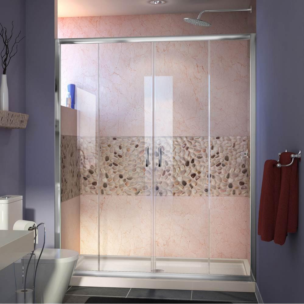 DreamLine Visions 34 in. D x 60 in. W x 74 3/4 in. H Sliding Shower Door in Chrome with Center Dra