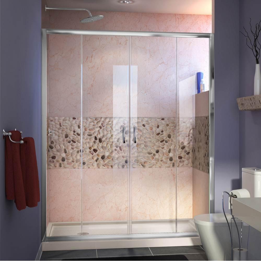DreamLine Visions 30 in. D x 60 in. W x 74 3/4 in. H Sliding Shower Door in Chrome with Left Drain