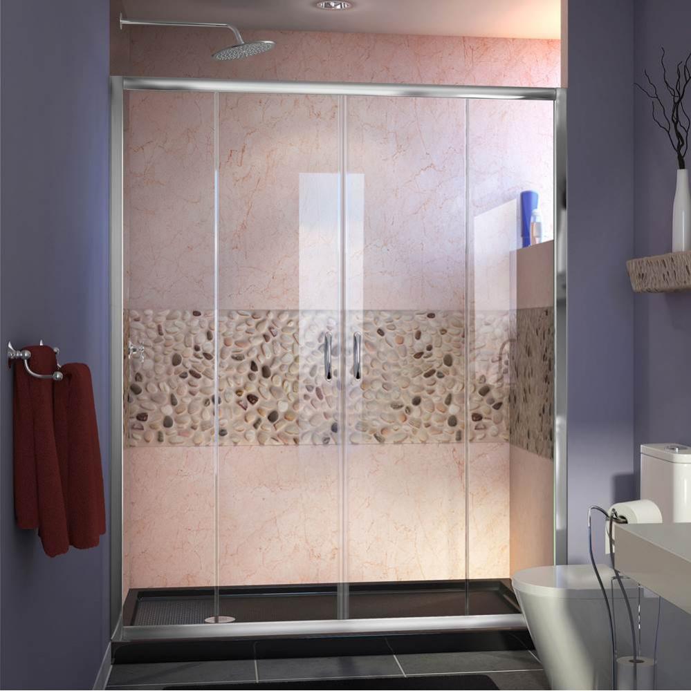 DreamLine Visions 34 in. D x 60 in. W x 74 3/4 in. H Sliding Shower Door in Chrome with Left Drain