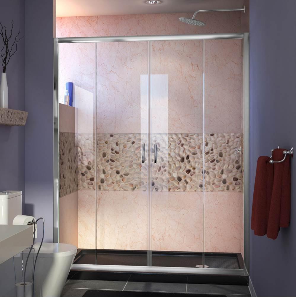DreamLine Visions 34 in. D x 60 in. W x 74 3/4 in. H Sliding Shower Door in Chrome with Right Drai