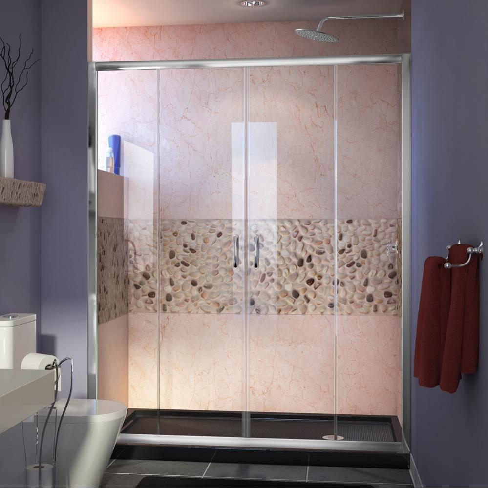 DreamLine Visions 30 in. D x 60 in. W x 74 3/4 in. H Sliding Shower Door in Chrome with Right Drai