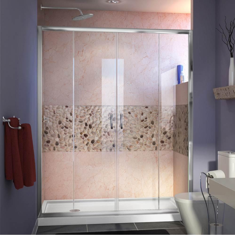 DreamLine Visions 32 in. D x 60 in. W x 74 3/4 in. H Sliding Shower Door in Chrome with Left Drain