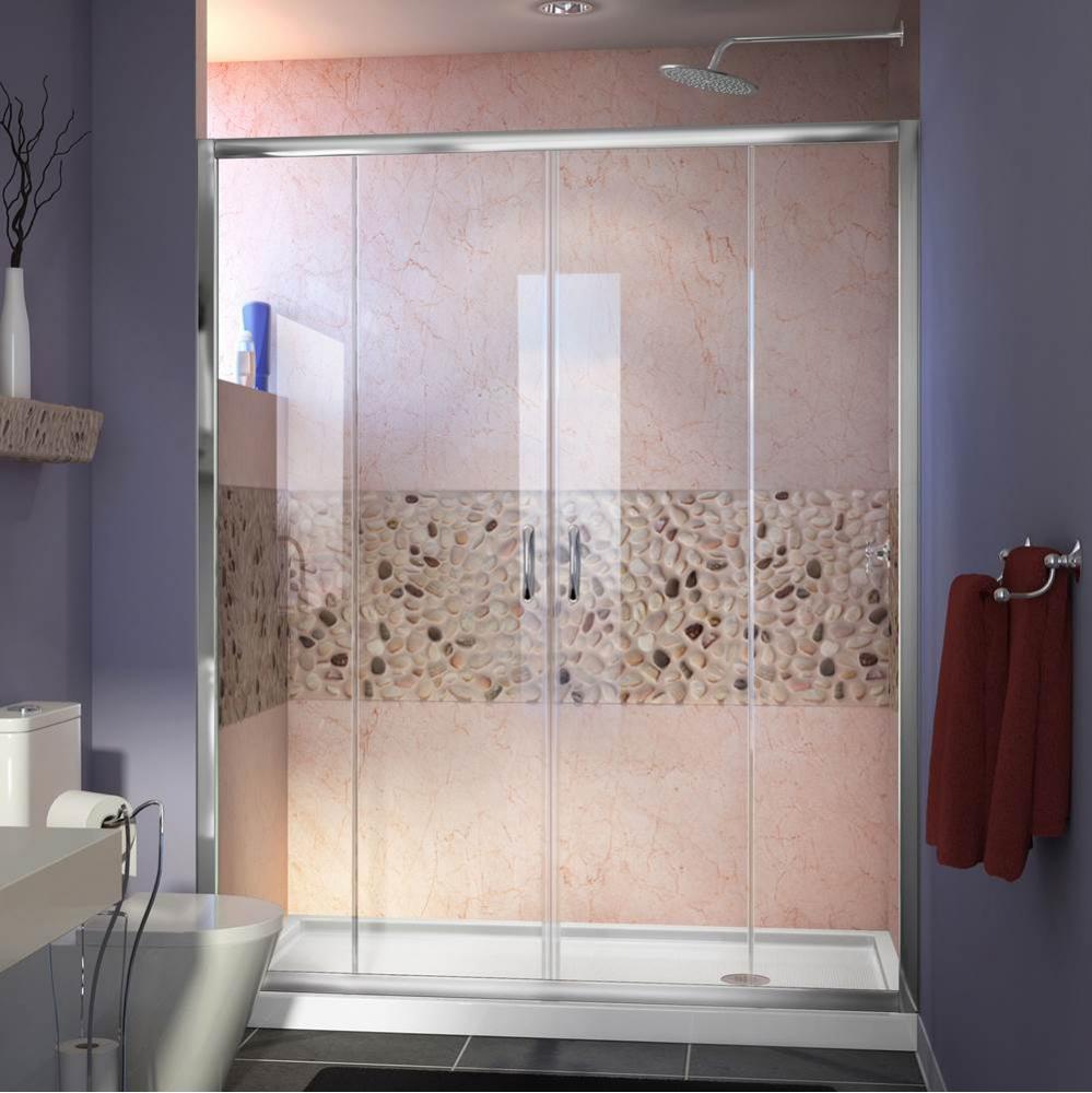 DreamLine Visions 32 in. D x 60 in. W x 74 3/4 in. H Sliding Shower Door in Chrome with Right Drai