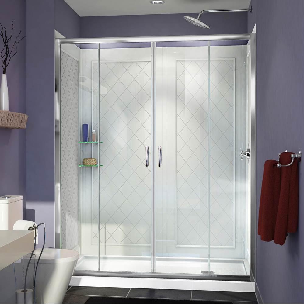 DreamLine Visions 30 in. D x 60 in. W x 76 3/4 in. H Sliding Shower Door in Chrome with Right Drai